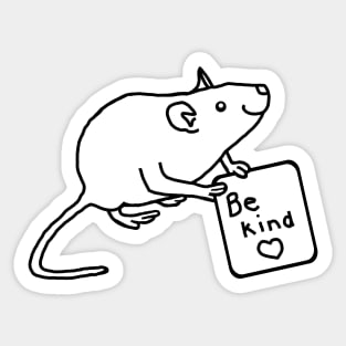 Cute Rat says Be Kind Line Drawing Sticker